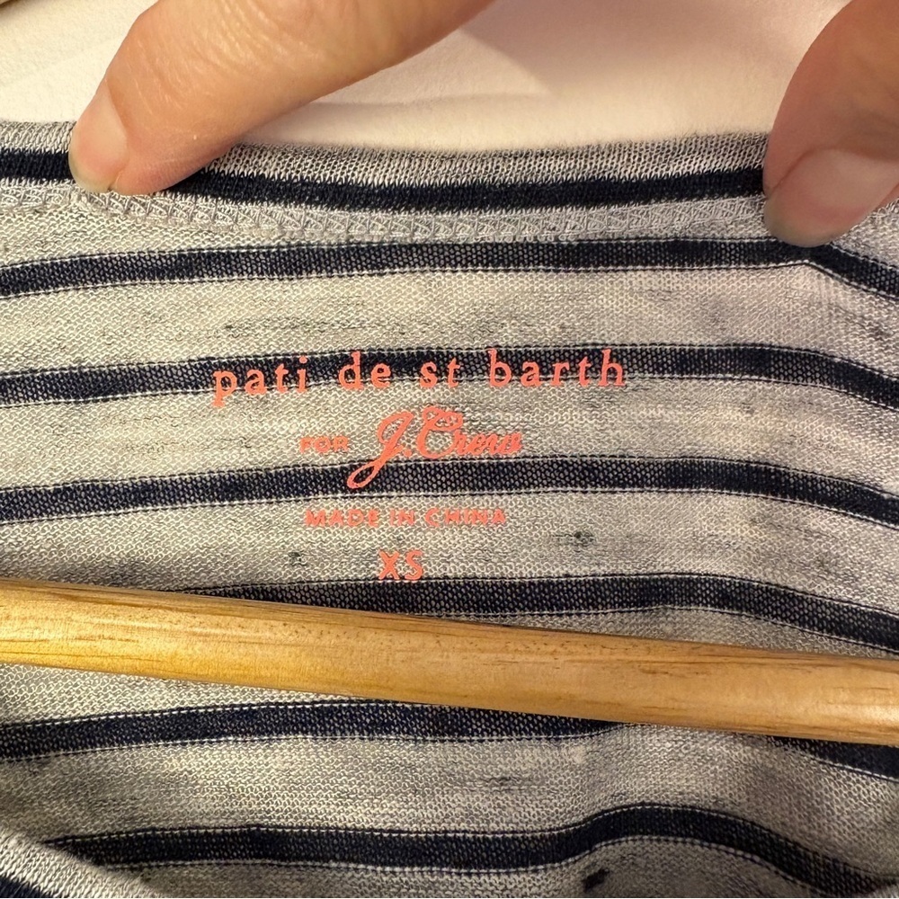 J. Crew Gray Striped St Barth French 3/4 Sleeve Top - Picture 3 of 6